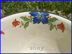 Harker Pottery 1840 Blue Floral Mixing Bowl 1920's-30's. Farmhouse # 11