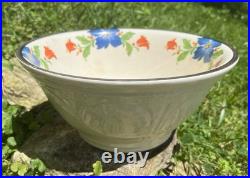Harker Pottery 1840 Blue Floral Mixing Bowl 1920's-30's. Farmhouse # 11