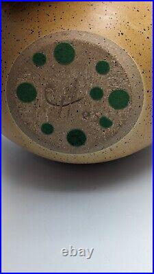 Herb Cohen Yellow Canoe Bowl withHandle & Turtle Studio Art Pottery Signed