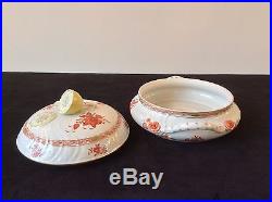 Herend Chinese Bouquet Rnd Covered Vegetable Dish Bowl Rust Lemon Top #1032 Vtg