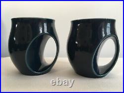 Holkham Pottery Retro Vintage 1960s Blue Owl Coffee Pot, 6x Mugs, Sugar Bowl