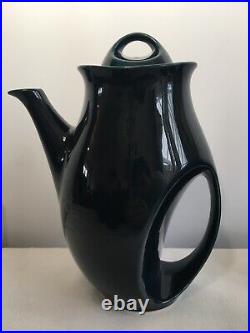 Holkham Pottery Retro Vintage 1960s Blue Owl Coffee Pot, 6x Mugs, Sugar Bowl