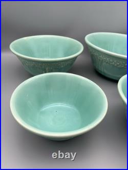 Homer Laughlin APPLE TREE GREEN Nested Mixing Bowls (SET Of 4) WV USA Vintage @@