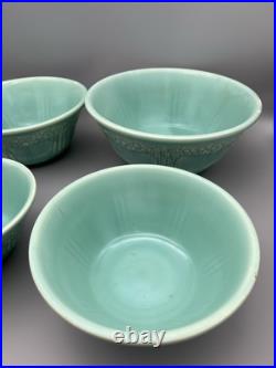 Homer Laughlin APPLE TREE GREEN Nested Mixing Bowls (SET Of 4) WV USA Vintage @@