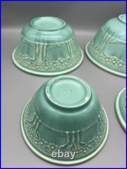 Homer Laughlin APPLE TREE GREEN Nested Mixing Bowls (SET Of 4) WV USA Vintage @@