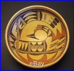 Hopi Pottery, Vintage, Large Traditional Sikyatki Revival Design Bowl, Signed