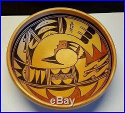 Hopi Pottery, Vintage, Large Traditional Sikyatki Revival Design Bowl, Signed