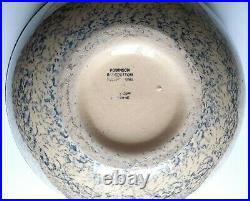 Huge 16 Vintage Robinson Ransbottom Mixing Bowl Blue Spongeware Ohio Unused