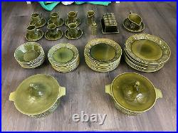 Huge Collection of Vintage Portmeirion Totum Pottery in Green 66 peices