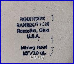 Huge Vintage 15 Robinson Ransbottom 10 Qt. Mixing Bowl Blue Spongeware Rare