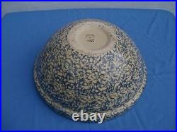 Huge Vintage 15 Robinson Ransbottom 10 Qt. Mixing Bowl Blue Spongeware Unused