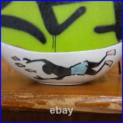 Hull USA Tropicana #51 Swimmer Green Edge Flower Bowl Planter Vintage Pottery