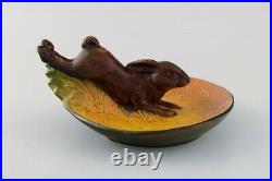Ipsen's, Denmark. Bowl in hand-painted glazed ceramics with jumping hare