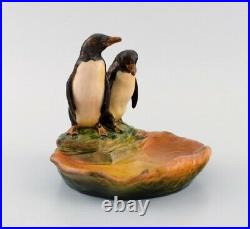 Ipsen's, Denmark. Bowl in hand-painted glazed ceramics with penguins