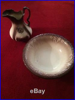Ironstone Vintage 1890 England Pitcher & Wash Bowl Ceramic Collectible Original