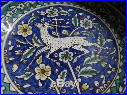 Israel palestine iznik bowl Jerusalem Armenian Pottery ceramic Signed Vtg 10.4