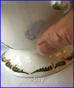 Italian Hand Painted Tureen Serving Bowl Lemon Finial Large Stunning! Vintage