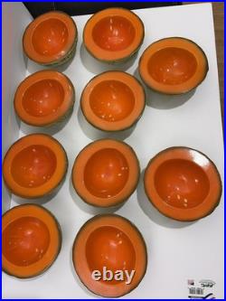 Italian Pottery Ed Langbein Original Set Of 2 Cantaloupe Melon Bowls MCM VTG