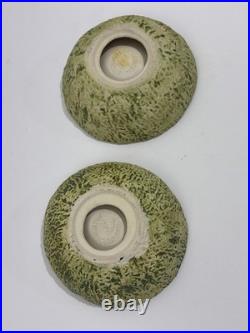 Italian Pottery Ed Langbein Original Set Of 2 Cantaloupe Melon Bowls MCM VTG