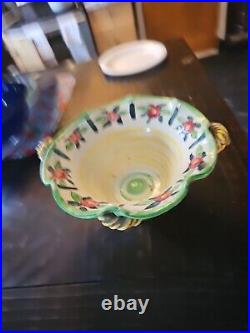 Italy Vintage Hand Painted Signed Pottery Bowl Italy G. T. N. Y. 3201