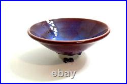 JACK TROY Signed Studio Pottery Footed / Pedestal Serving Bowl with Red tones