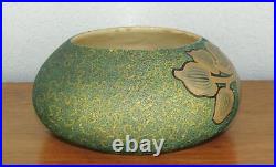 JB J. B. OWENS Ohio Art Pottery Very Rare Opalesce Inlaid Malachite Bowl EXC