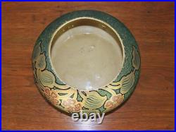 JB J. B. OWENS Ohio Art Pottery Very Rare Opalesce Inlaid Malachite Bowl EXC