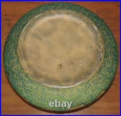 JB J. B. OWENS Ohio Art Pottery Very Rare Opalesce Inlaid Malachite Bowl EXC