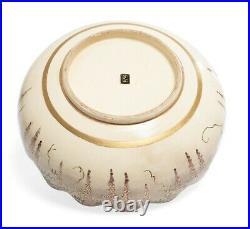Japanese Satsuma Ware Pottery Bowl with Mount Fuji & Pagodas Signed Shizan