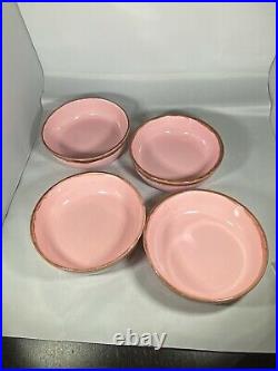 Jaska of California Cascade Ware Dishes Vintage Pink & Brown Drip Trim Set RARE