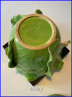 Jean Roger Paris France Pottery Large Lettuce Cabbage Signed Vintage 1960 60s