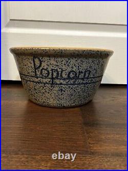 Jerry Brown Vintage'92 Signed Very LARGE Blue Spatter Glazed Popcorn Bowl