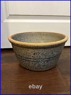 Jerry Brown Vintage'92 Signed Very LARGE Blue Spatter Glazed Popcorn Bowl