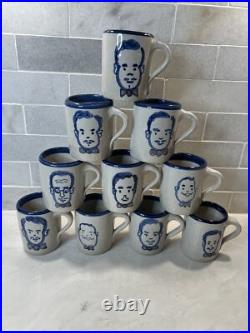 John B Taylor Louisville Stoneware Pottery Vintage Punch Bowl with 10 Mugs Set