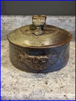 John Glick Plum Tree Pottery Lidded Pot Handles Stoneware Studio Art MCM Signed