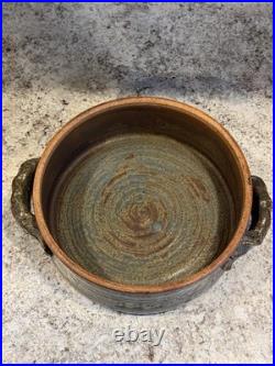 John Glick Plum Tree Pottery Lidded Pot Handles Stoneware Studio Art MCM Signed