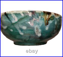 John Glick Plum Tree Pottery Vintage Handmade Bowl Teal/Aqua/Pink Hues