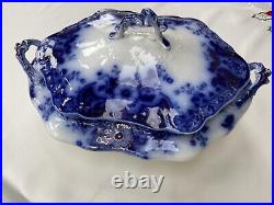 Johnson Brothers Brooklyn Flow Blue Oval Covered serving Bowl No. 326400