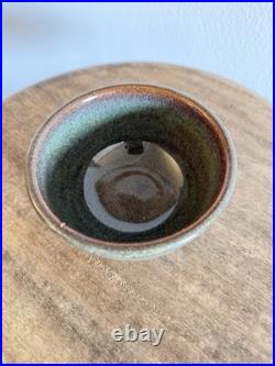 Jugtown Green Glossy Bowl 2.25 x 4.75 North Carolina Seagrove Pottery