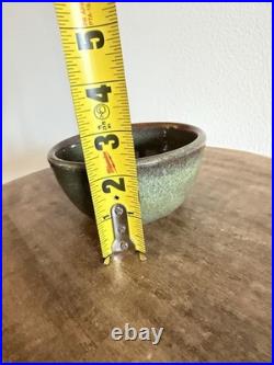 Jugtown Green Glossy Bowl 2.25 x 4.75 North Carolina Seagrove Pottery