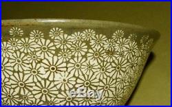 KOREAN VINTAGE BOWL Tea Cup Pottery chrysanthemum RICE KOREA OLD ART c615