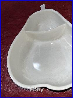 LARGE VINTAGE PEAR SHAPED DIVIDED DISH BOWL USA ART POTTERY 13 Long