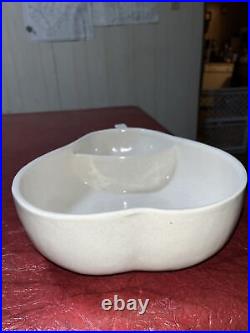 LARGE VINTAGE PEAR SHAPED DIVIDED DISH BOWL USA ART POTTERY 13 Long
