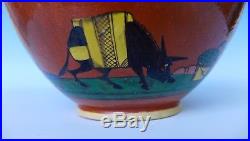 LARGE vintage Mexican Tlaquepaque pottery bowl 10 3/4 diam. X 5 3/4 tall