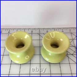 LOT 2 vtg WELLFLEET POTTERY Candle Stick Holder 2.5 tall PASTEL LEMON YELLOW
