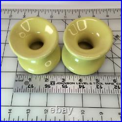LOT 2 vtg WELLFLEET POTTERY Candle Stick Holder 2.5 tall PASTEL LEMON YELLOW