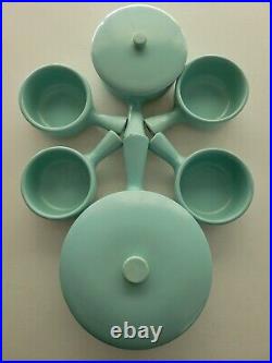 La Solana Pottery BLUE Lug Handles Bowls 3 Sizes Lids Utensil Holder 9 Pcs Total
