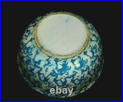 Large 11 1/4 Blue & White Spongeware Mixing Bowl Stoneware Salt Glaze