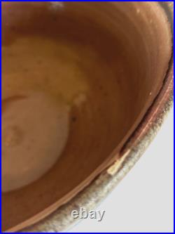 Large 11'' Drip Glaze Handmade Stoneware Art Pottery Matte Blue Bowl Signed, Vtg