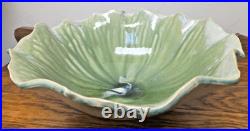 Large 15 Pottery Bowl Green Vintage Made in USA Zion Natl Park Salad Stamped